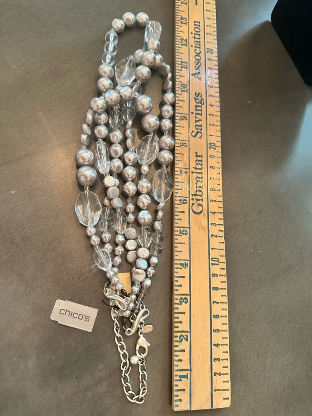 NWT Chico’s Multi Strand Pearl Lucite Statement Necklace Layered Bold - Picture 5 of 5